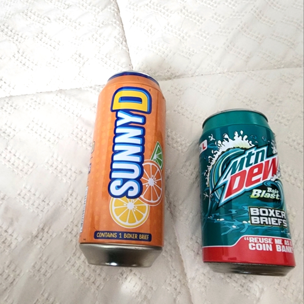 Sunny D and Mtn Dew Boxer Briefs Empty Cans